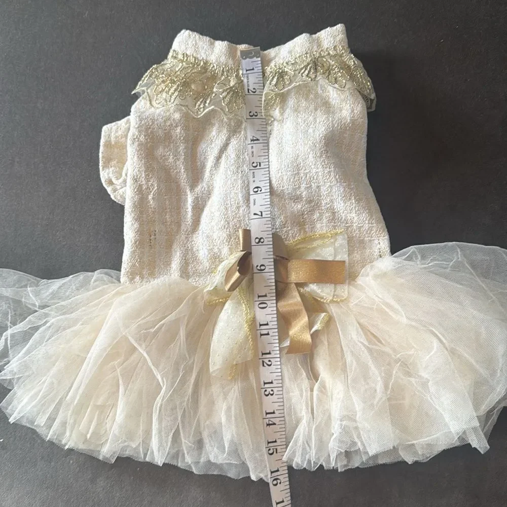 Petstyle Cream & Gold Dog Dress Size L NEW